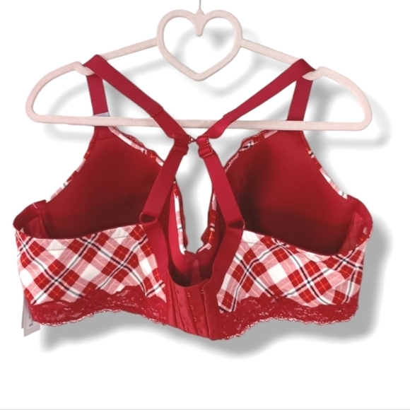 NWT Ambrielle Organic Cotton Demi Classic Racerback Red Plaid Bra - Picture 4 of 7